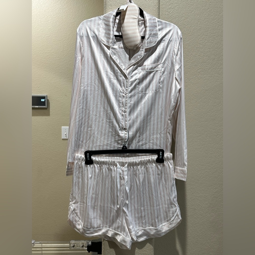 Women's Pink & White Striped Pajama Set